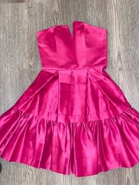 Betty Johnson Strapless Satin Party Dress in Fuchsia